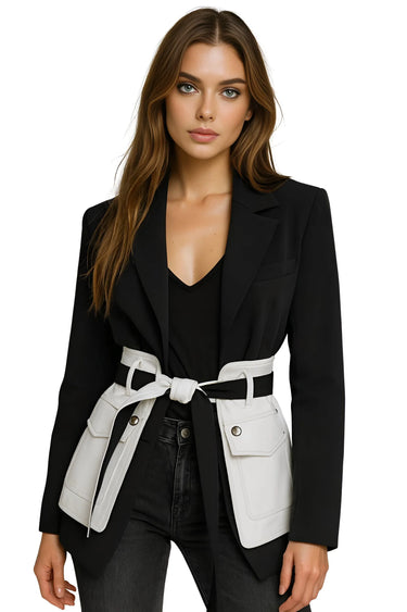 Women's Black and White Blazer